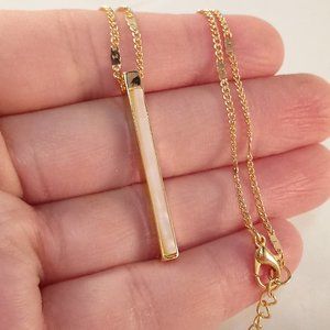 KC Yellow Gold Bar Stone Tile Chain Pendant Necklace 18" Party Gift